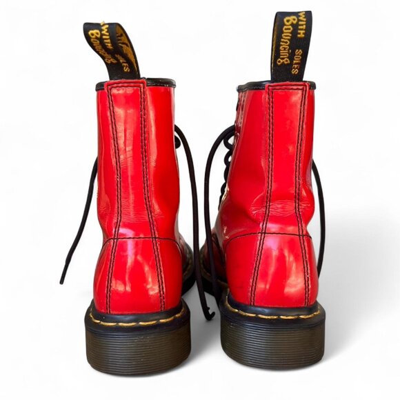 Dr. Marten’s 1460W women’s cherry red patent leather lace up boots - Picture 4 of 8